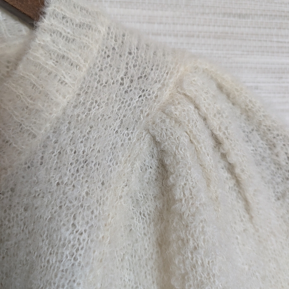 Rachel Comey Forbell Boucle Sweater Top Ivory Baby Alpaca Cream XS Puff Sleeve - Picture 7 of 16